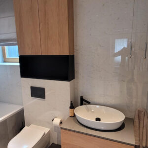 nowoczesne meble łazienkowe szare drewno